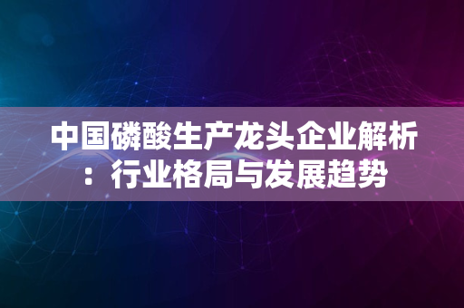 中国磷酸生产龙头企业解析：行业格局与发展趋势