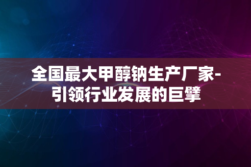 全国最大甲醇钠生产厂家-引领行业发展的巨擘