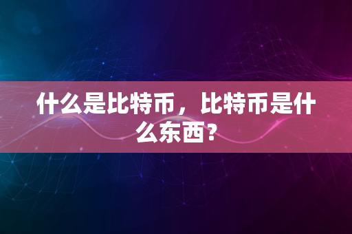 什么是比特币，比特币是什么东西？