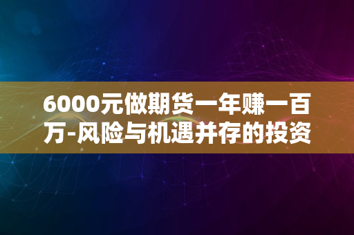 6000元做期货一年赚一百万-风险与机遇并存的投资之路