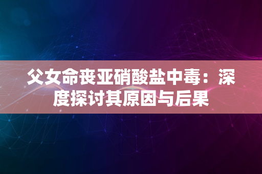 父女命丧亚硝酸盐中毒：深度探讨其原因与后果