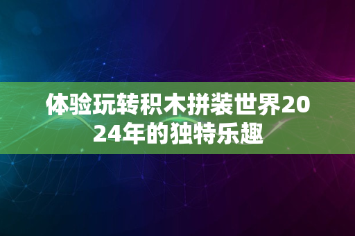 体验玩转积木拼装世界2024年的独特乐趣