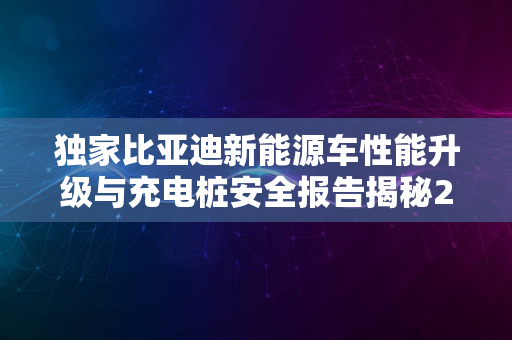 独家比亚迪新能源车性能升级与充电桩安全报告揭秘2024版