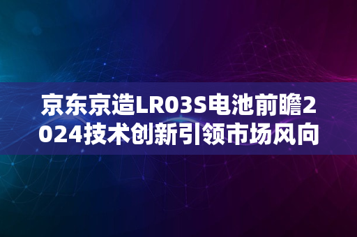 京东京造LR03S电池前瞻2024技术创新引领市场风向