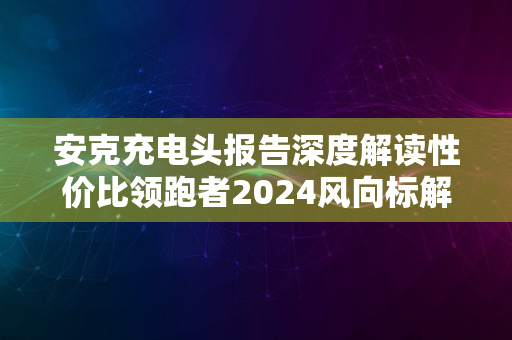 安克充电头报告深度解读性价比领跑者2024风向标解析