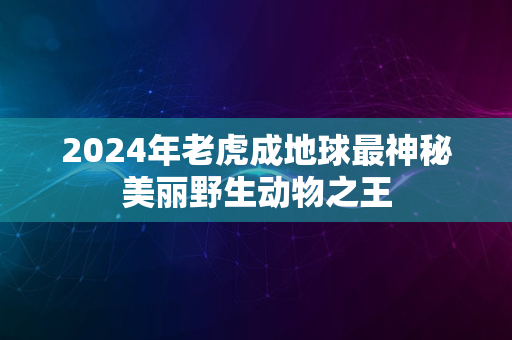 2024年老虎成地球最神秘美丽野生动物之王