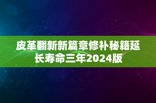 皮革翻新新篇章修补秘籍延长寿命三年2024版