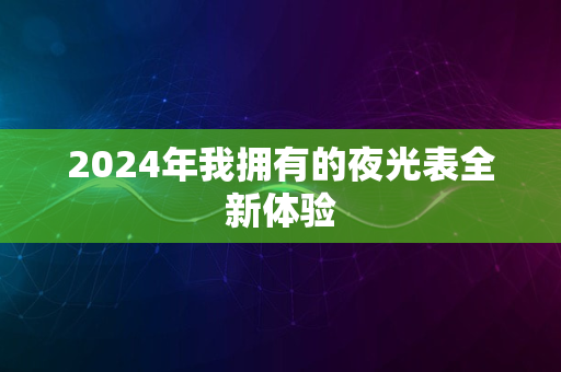 2024年我拥有的夜光表全新体验