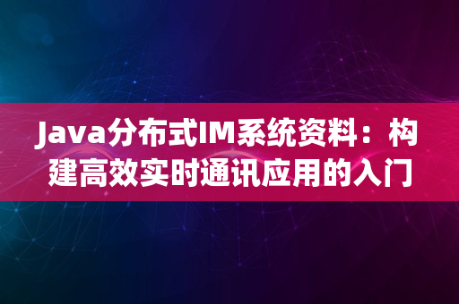 Java分布式IM系统资料：构建高效实时通讯应用的入门指南