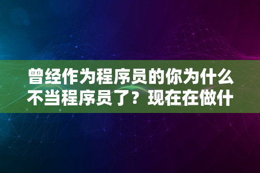 曾经作为程序员的你为什么不当程序员了？现在在做什么？