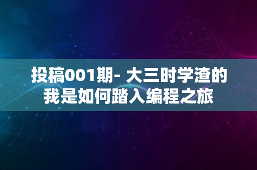 投稿001期- 大三时学渣的我是如何踏入编程之旅