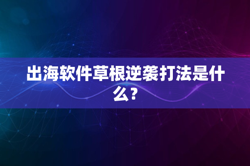 出海软件草根逆袭打法是什么？