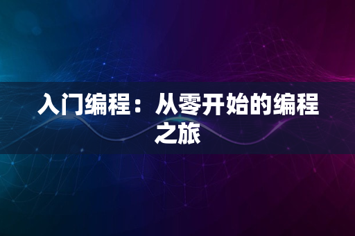 入门编程：从零开始的编程之旅