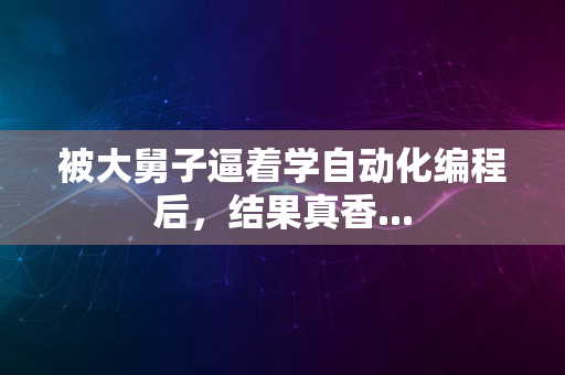 被大舅子逼着学自动化编程后，结果真香...