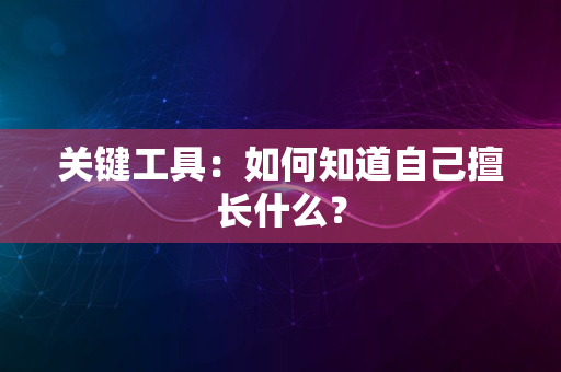 关键工具：如何知道自己擅长什么？