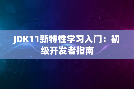 JDK11新特性学习入门：初级开发者指南