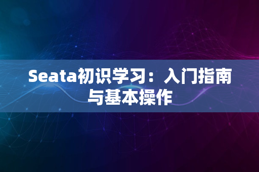 Seata初识学习：入门指南与基本操作