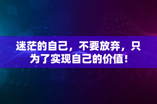 迷茫的自己，不要放弃，只为了实现自己的价值！