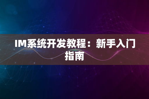 IM系统开发教程：新手入门指南