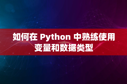 如何在 Python 中熟练使用变量和数据类型