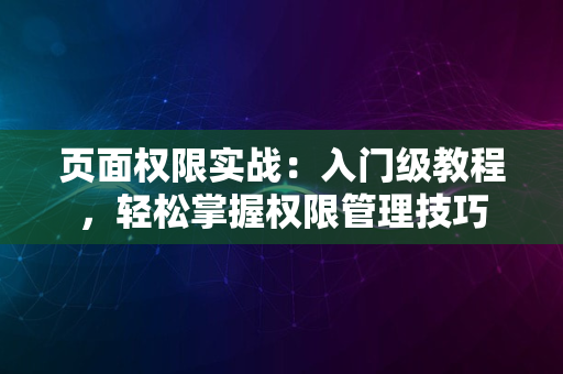 页面权限实战：入门级教程，轻松掌握权限管理技巧