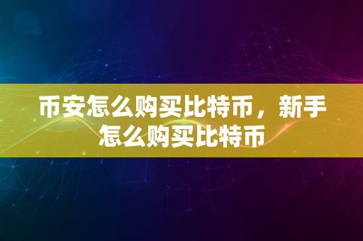 币安怎么购买比特币，新手怎么购买比特币